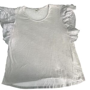 White Flutter Sleeve Ruffled Blouse XL